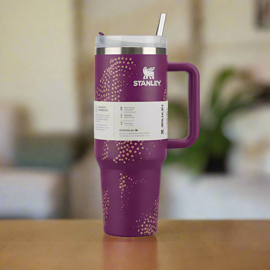 Purple with yellow print Stanley stainless Tumbler 1200ml
