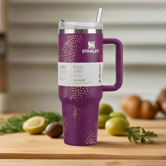 Purple with yellow print Stanley stainless Tumbler 1200ml