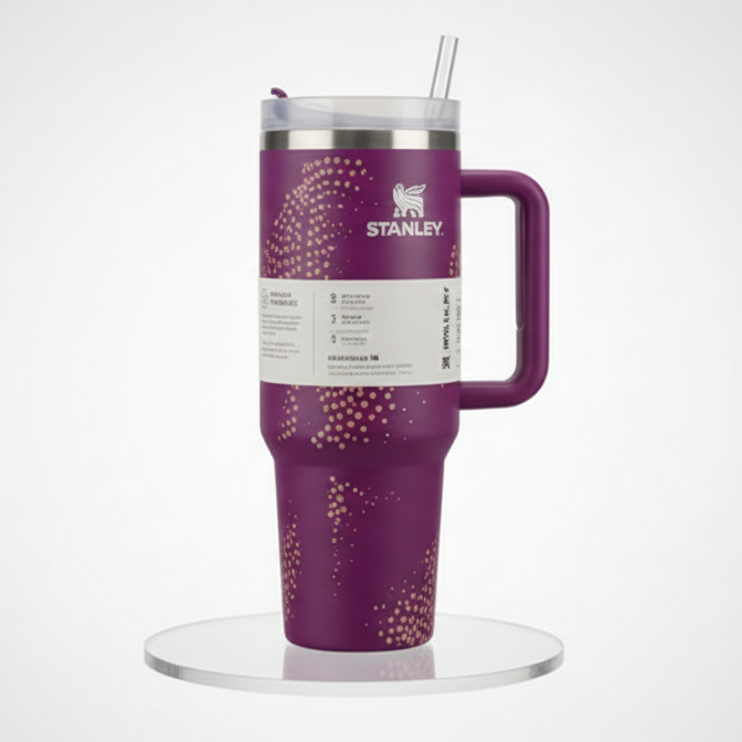 Purple with yellow print Stanley stainless Tumbler 1200ml